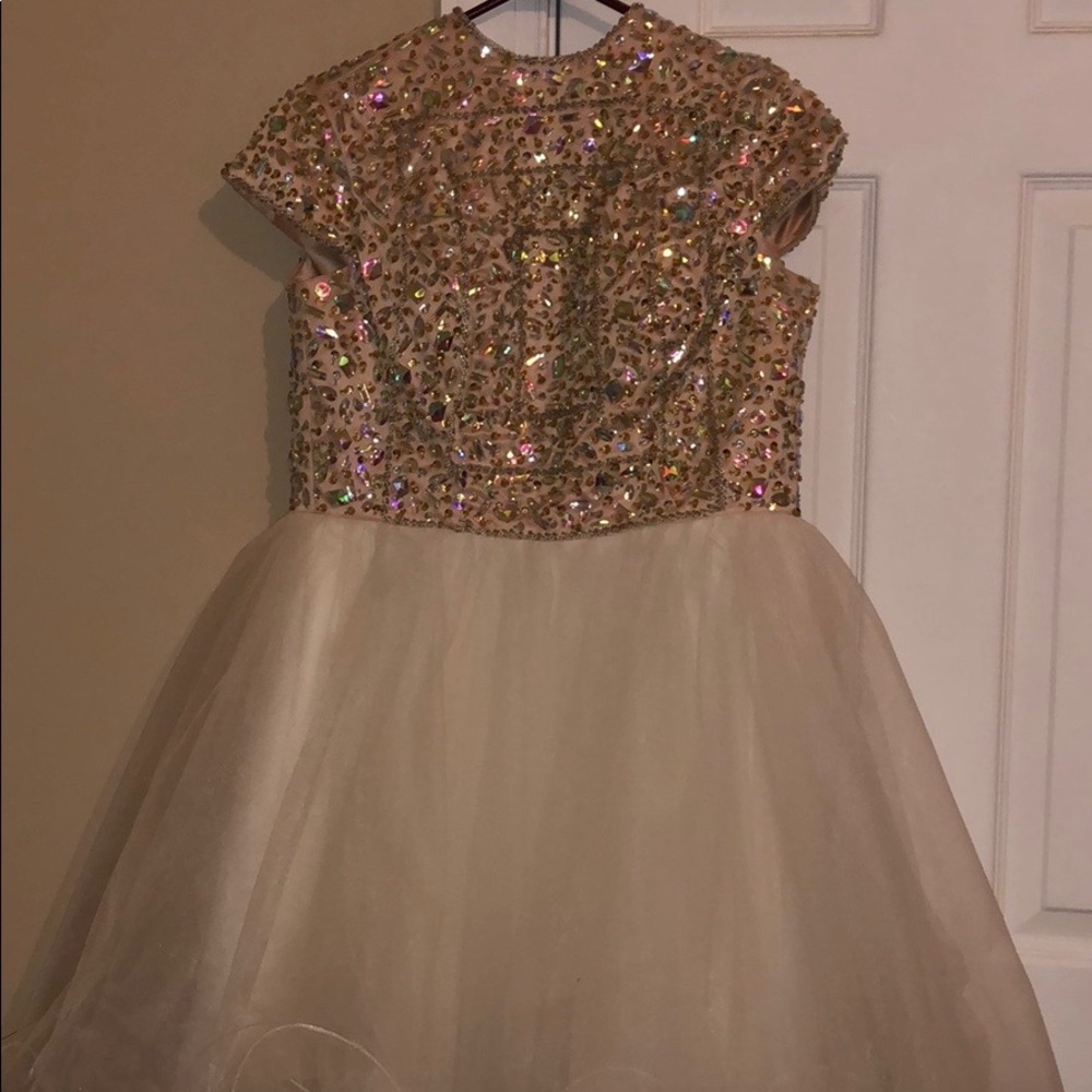 White Beaded Short Prom Dress